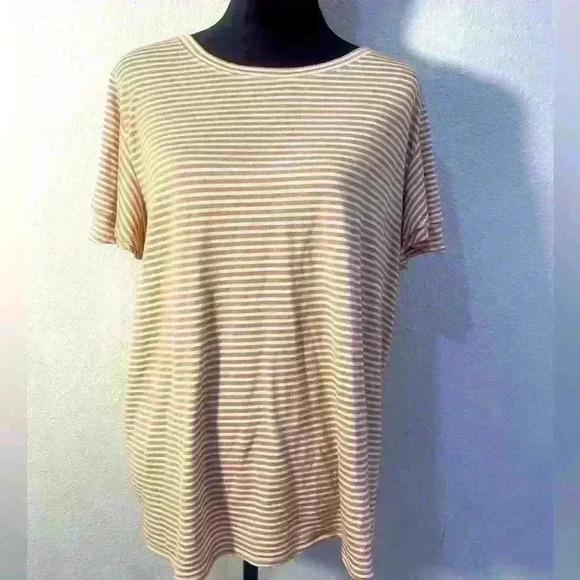 Nine Britton Rust Orange and Cream striped tee with ruffle tiered sleeves- sz 1X - Picture 1 of 7